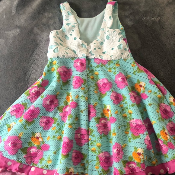 Girls Knit-Like Floral Dress - Picture 6 of 7
